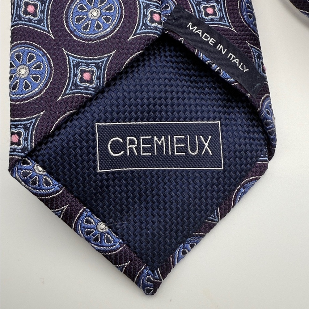 Daniel Cremieux Blue & Purple Geometric Tie,Made in Italy 100% Silk - Picture 2 of 5